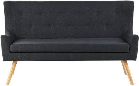Beliani Sofa 2-osobowa tapicerowana czarna uszak drewniane nogi pikowana ławka kuchenna Skibby