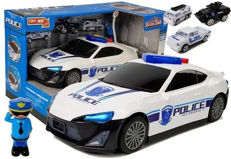 Leantoys Auto Policyjne Schowek Garaż 2W1 Policjant Małe Autka Dźwięk Światła