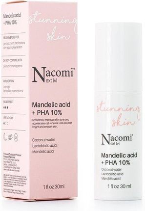 Nacomi Next Level Stunning Skin Mandelic Acid + Pha 10% Peelingujące Serum Do Twarzy Z Kwasem Migdałowym I Pha 10% 30 ml