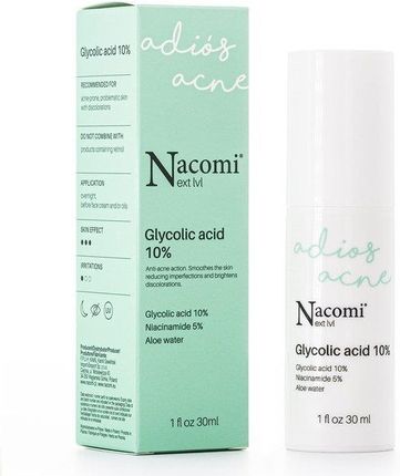 Nacomi Next Level Adios Acne Glycolic Acid 10% Serum Do Twarzy Z Kwasem Glikolowym 10% 30 ml