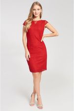 Zdjęcie Sukienka damska czerwona z koronkową warstwą - Łabiszyn