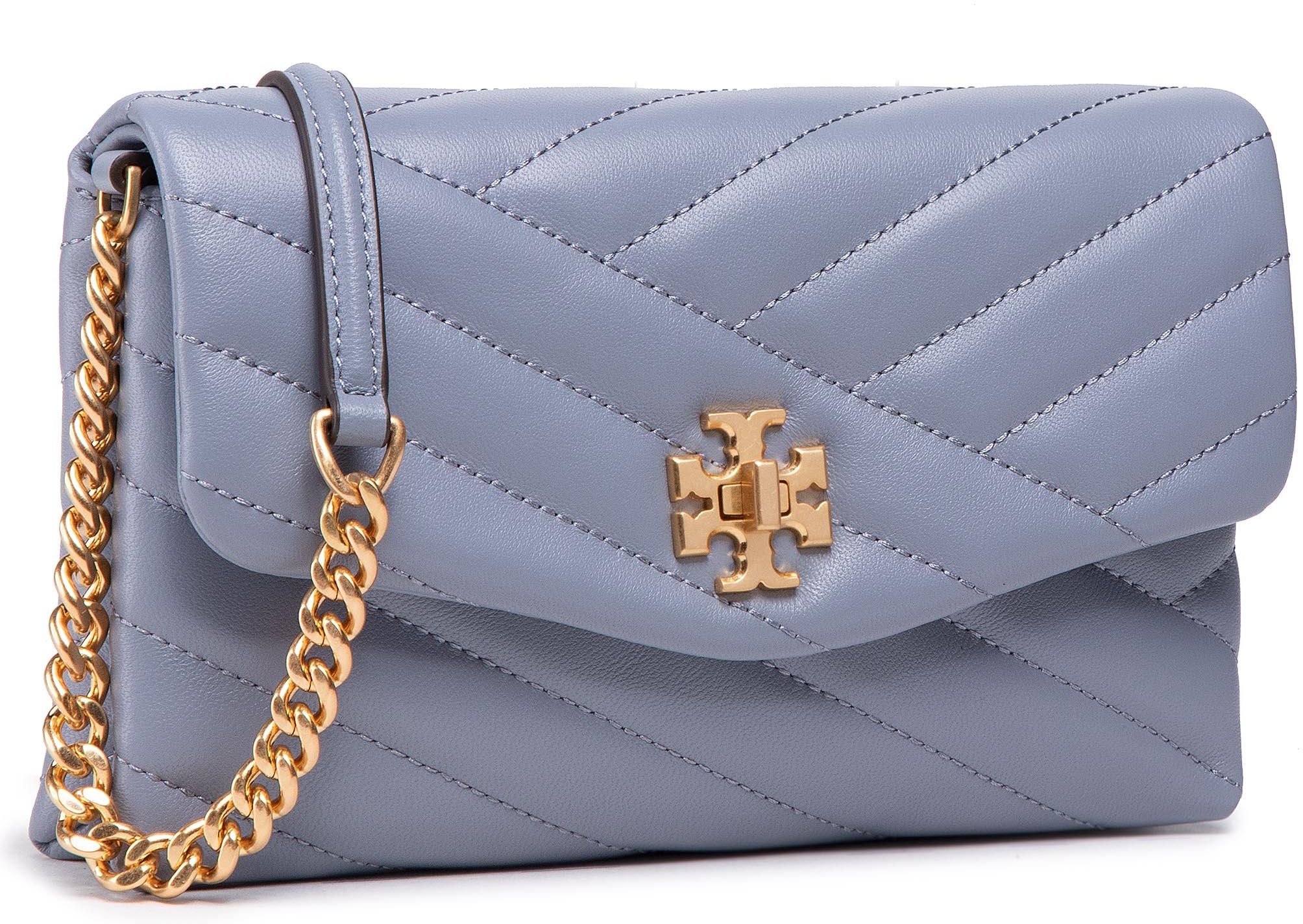 Tory Burch Kira Chevron Chain Wallet in Blue