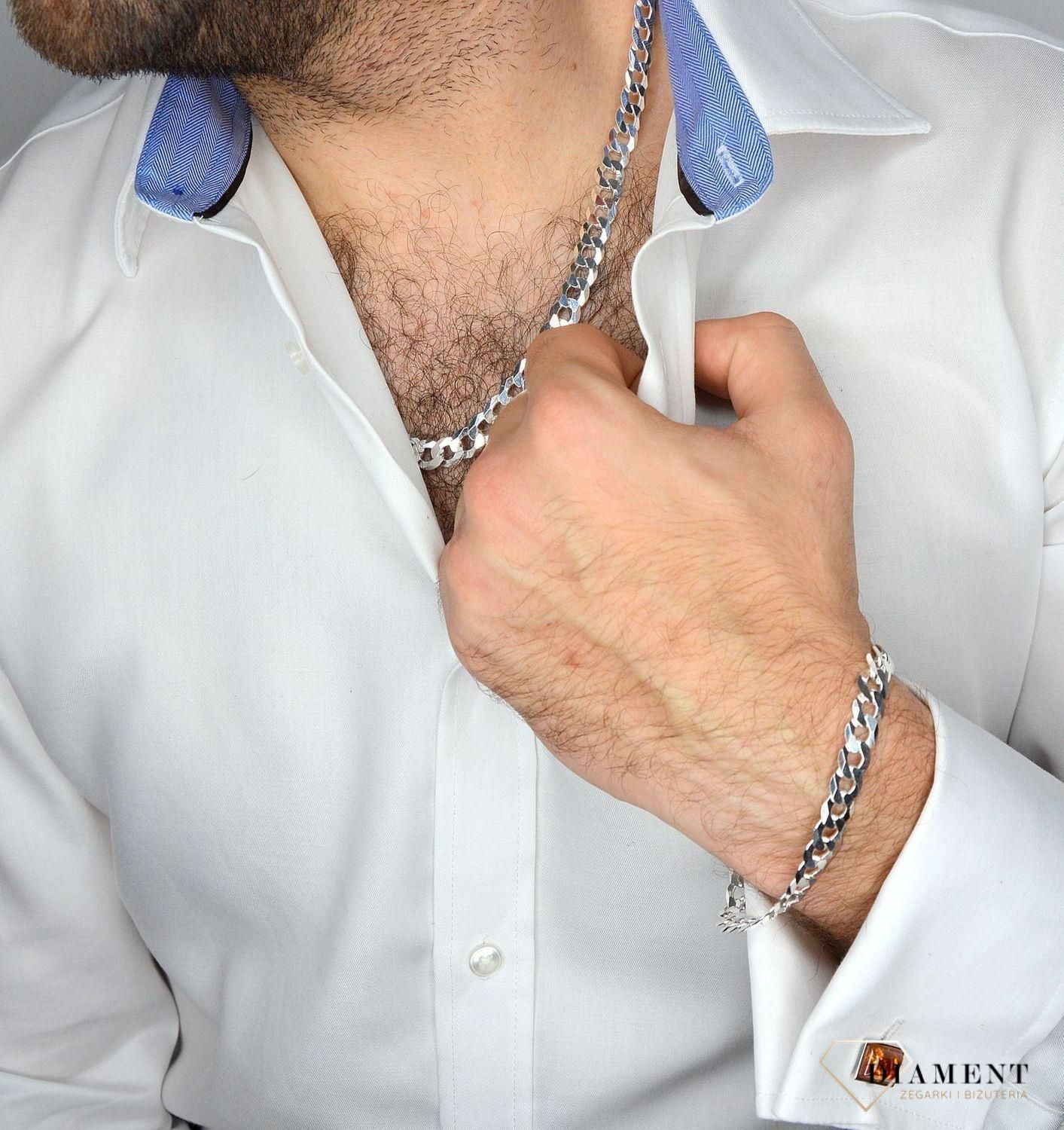 DIAMENT ŁAŃCUSZEK SREBRNY 925 PANCERKA - zdjęcie 2 DIAMENT ŁAŃCUSZEK SREBRNY 925 PANCERKA