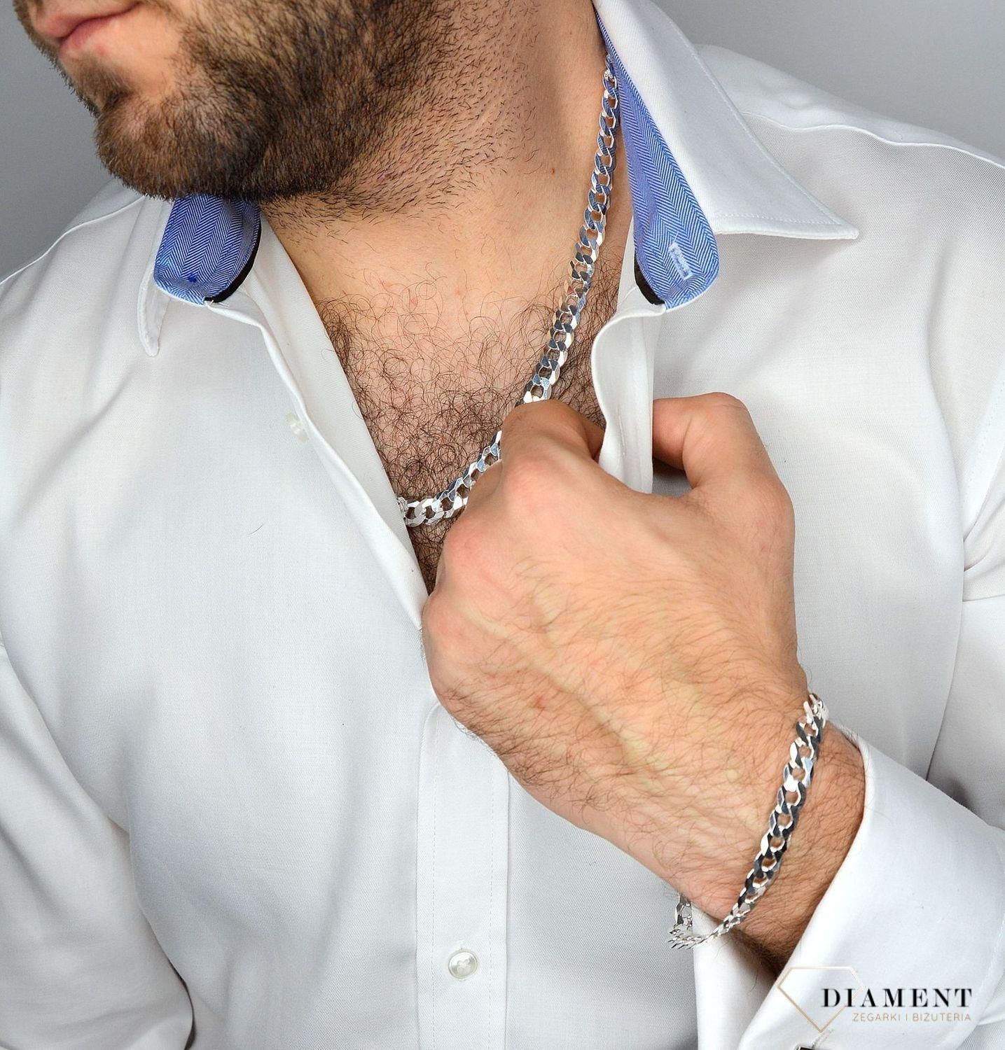 DIAMENT ŁAŃCUSZEK SREBRNY 925 PANCERKA - zdjęcie 3 DIAMENT ŁAŃCUSZEK SREBRNY 925 PANCERKA