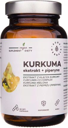Aura Herbals Kurkuma ekstrakt + piperyna 60 kaps.