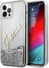 Guess Etui GUHCP12LGLVSSI Apple iPhone 12 Pro Max srebrny/silver hardcase Glitter Vintage Script