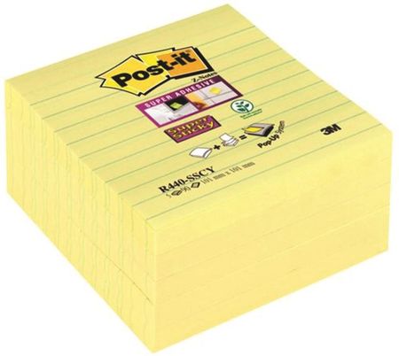 Post-It Karteczki Samoprzylepne Super Sticky Z-Notes Xl W Linię (R440-Sscy) 101X101Mm 5X90 Kart. Żółte