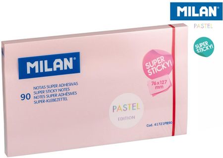 Milan Karteczki Samoprzylepne Różowe Super Sticky Pastel 127x76 90 Sztuk