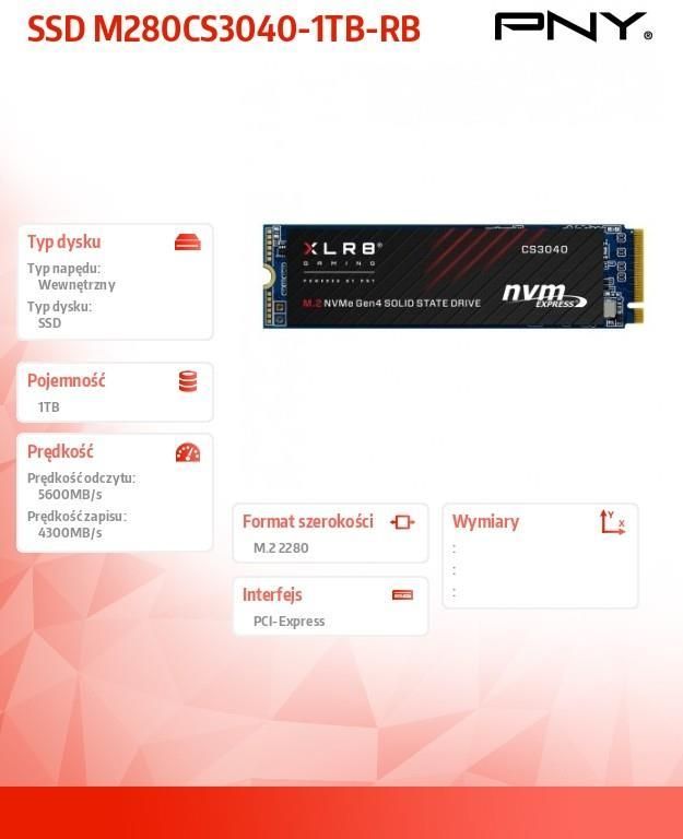 Dysk SSD Pny Xlr8 Cs3040 1Tb Ssd (M280Cs30401Tbrb) - Opinie i ceny