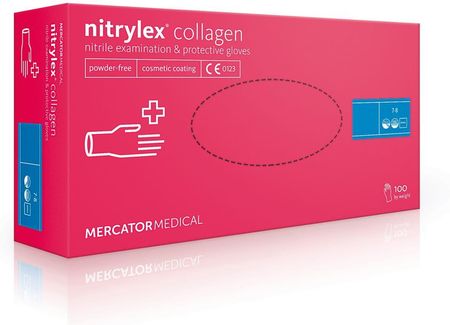 Rękawice nitrylowe z kolagenem różowe Nitrylex Collagen (M)