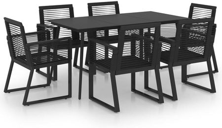 Vidaxl 7-cz. zestaw mebli ogrodowych, rattan PVC, czarny