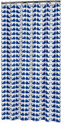 Sealskin Zasłona prysznicowa Whale, niebiesko-biała 180x200 cm