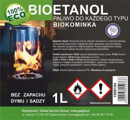 Bioalkohol Bioetanol Bio Paliwo Do Biokominka 1L - zdjęcie 2