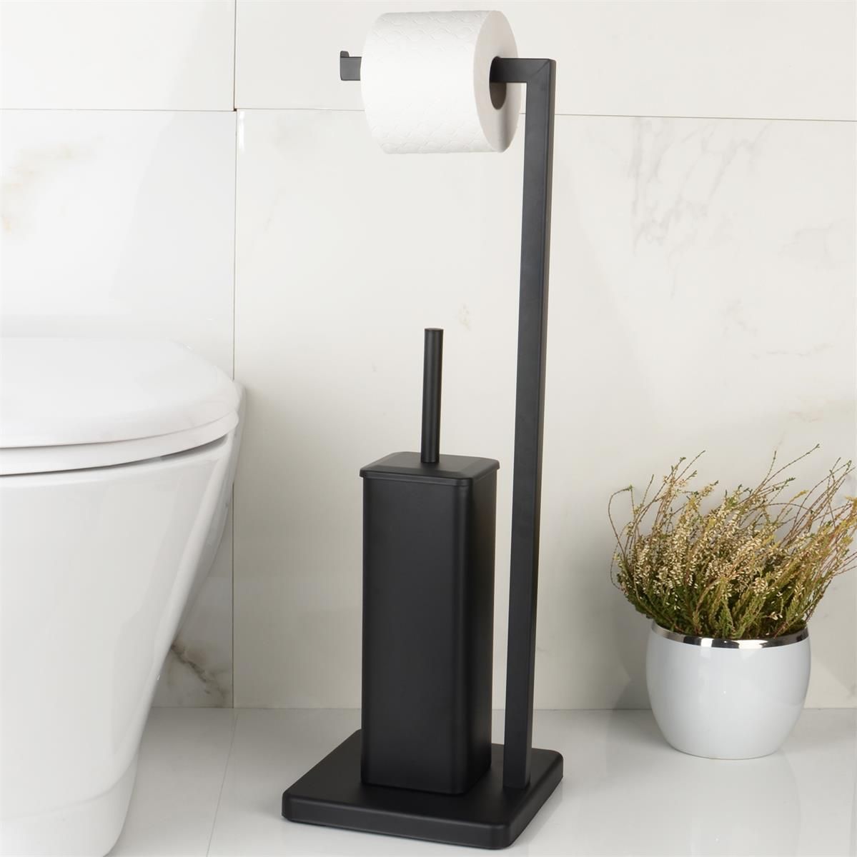 Szczotka Toaletowa Do Wc + Stojak Na Papier Czarny - zdjęcie 7 Szczotka Toaletowa Do Wc + Stojak Na Papier Czarny