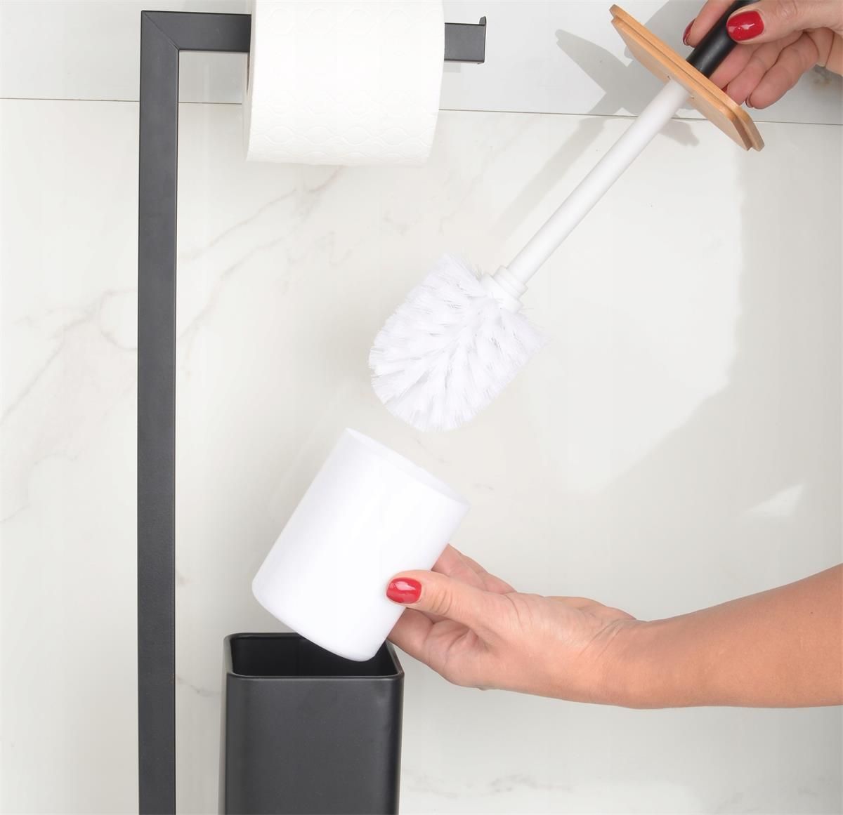 Stojak Czarny Mat Szczotka Wc + Uchwyt Na Papier - zdjęcie 1 Stojak Czarny Mat Szczotka Wc + Uchwyt Na Papier