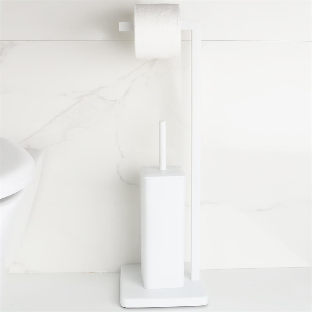 Stojak Na Papier Toaletowy Biały Szczotka Wc Loft - zdjęcie 4 Stojak Na Papier Toaletowy Biały Szczotka Wc Loft
