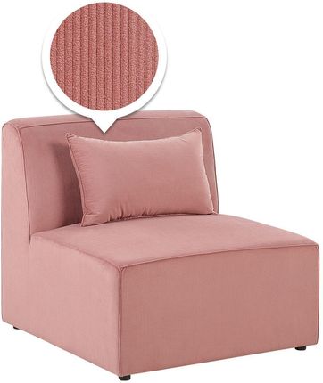 Beliani Nowoczesny moduł sofy sekcja 1-osobowa z poduszką sztruksowa różowa Lemvig