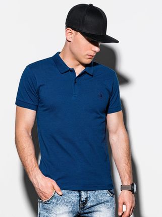 Ombre Clothing Koszulka męska Polo bez nadruku S1048 - granatowa - S - Ceny i opinie T-shirty i koszulki męskie JHPZ