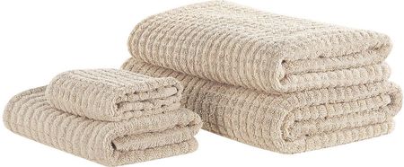 Beliani Komplet 4 ręczników łazienkowych dla gości bawełna low twist beżowy Atai