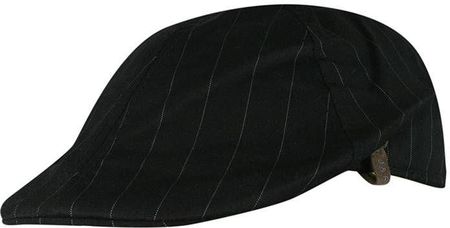 Kaszkiet Czarny w Grube Paski, Prążki, Męski, Wiosenno Letni, Przewiewny, 100% Bawełna, z Regulacją CPAJARKASZKIETSSBAWczarpas4