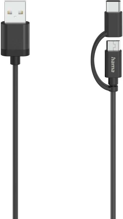 Hama Cavo USB 2.0 Da 0,75 M - Connettori USB-A Maschio A Micro-USB-B, Nero, Per Ricarica E Sincronizzazione Dati