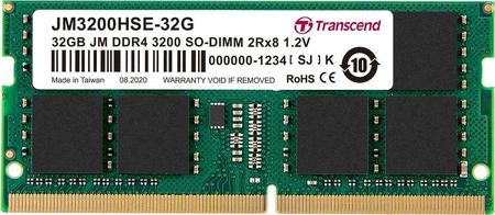 Pamięć RAM Transcend Do Laptopa Sodimm Ddr4 32Gb 3200Mhz Cl22 (JM3200HSE32G)