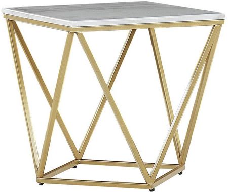 Beliani Glam stolik pomocniczy geometryczny złota metalowa rama efekt marmuru Malibu
