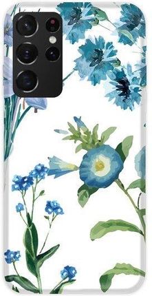 Casegadget Etui Nadruk Niebieskie Kwiaty Na Białym Samsung Galaxy S21 Ultra (1000000555257)