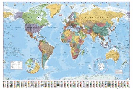 Polityczna Mapa Świata - plakat 140x100 cm