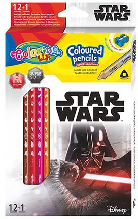 Patio Kredki Ołówkowe Trójkątne Colorino Kids 13 Kolorów 12 Sztuk Z Temperówką Star Wars