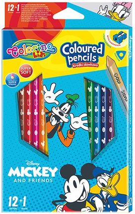 Patio Kredki Ołówkowe Trójkątne Colorino Kids 13 Kolorów 12 Sztuk Z Temperówką Mickey