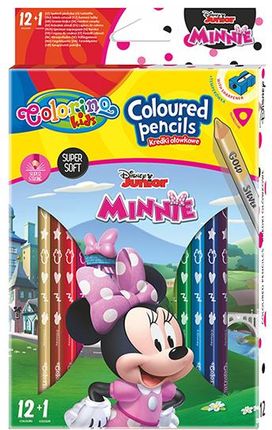 Patio Kredki Ołówkowe Trójkątne Colorino Kids 13 Kolorów 12 Sztuk Z Temperówką Minnie