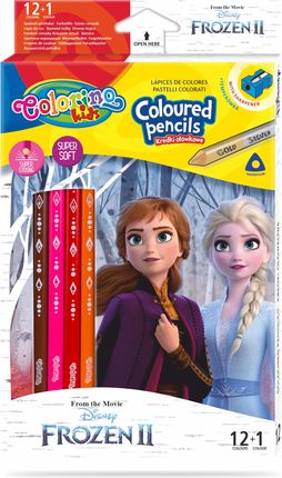 Patio Kredki Ołówkowe Trójkątne Colorino Kids 13 Kolorów 12 Sztuk Z Temperówką Frozen