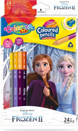 Patio Kredki Ołówkowe Trójkątne Colorino Kids 24 Kolorów 12 Sztuk Z Temperówką Frozen