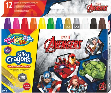 Patio Kredki Żelowe Wykręcane Colorino Kids 12 Kolorów Avengers