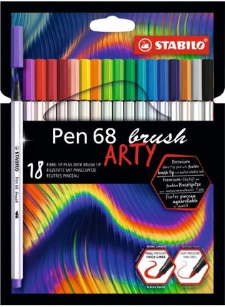Flamastry Pen 68 Brush Arty 18 Kolorów Stabilo