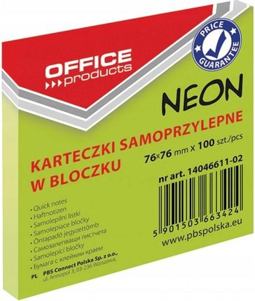 Office Products Bloczek Samoprzylepny Neon Zielony 12Szt