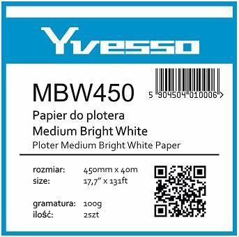 Yvesso Papier W Roli Do Plotera Medium Brightwhite 450X40M 100G Mbw450