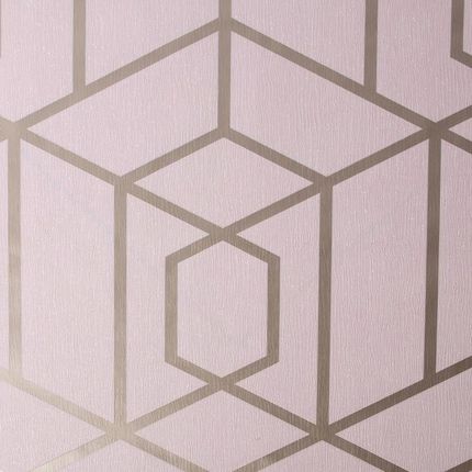 Superfresco Easy Różowa Tapeta Winylowa Złoty Wzór 3D Tapety Brokat