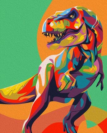 Artnapi Kolorowy Dinozaur T-Rex Proste Malowanie Po Numerach Dla Dzieci 40x50 cm