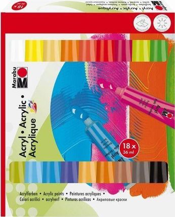 Artequipment Marabu Acryl- Zestaw Farb Akrylowych 18X36Ml