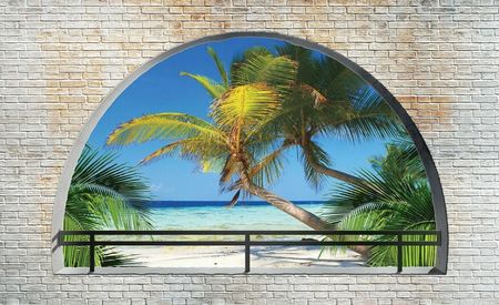 Wallarena Fototapeta 3D Widok Z Okna Plaża Morze Xxl 368X254
