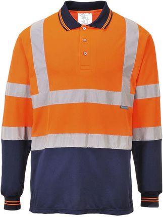 Portwest Dwukolorowa Koszulka Polo Z Długimi Rękawami S279 Granatowy Pomarańczowy Xxl