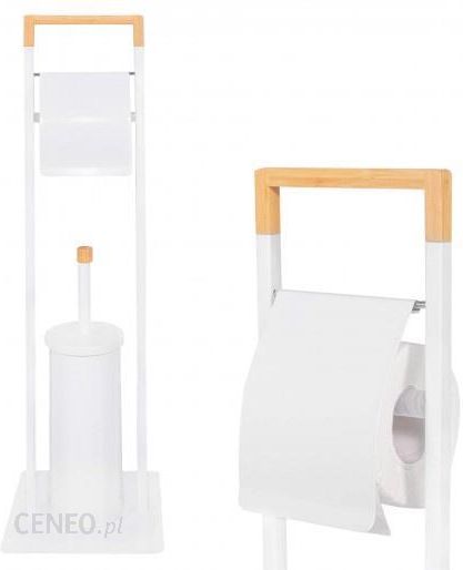 Springos Stojak Na Papier Toaletowy I Szczotkę Do Wc Uchwyt Biały Bambus