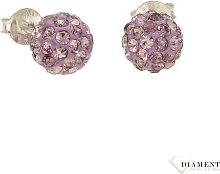 Diament Srebrne kolczyki damskie kulki wkrętki fioletowe DIAKLCALKC7MLV925