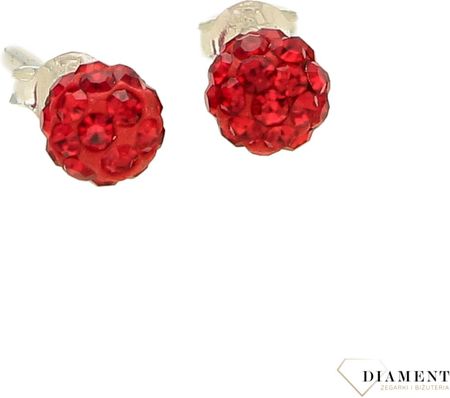 Diament Srebrne kolczyki damskie kulki wkrętki czerwone DIAKLCALKC6MDR925