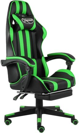 VidaXL Fotel dla gracza z podnóżkiem, czarno-zielony, sztuczna skóra (20529)