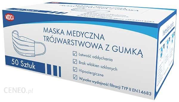 Medica Medica Maska Medyczna Z Gumką 3-Warstwowa 50szt.