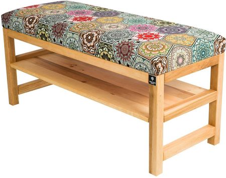 Emra Wood Design Ławka Szafka Pufa Tapicerowana Siedzisko Gładkie Hexagony Mandala Lgs-78