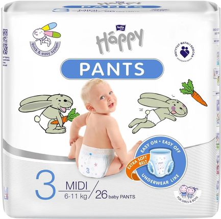 Pieluchomajtki dla dzieci Bella Baby Happy Pants Midi (6-11 kg) 26 szt.